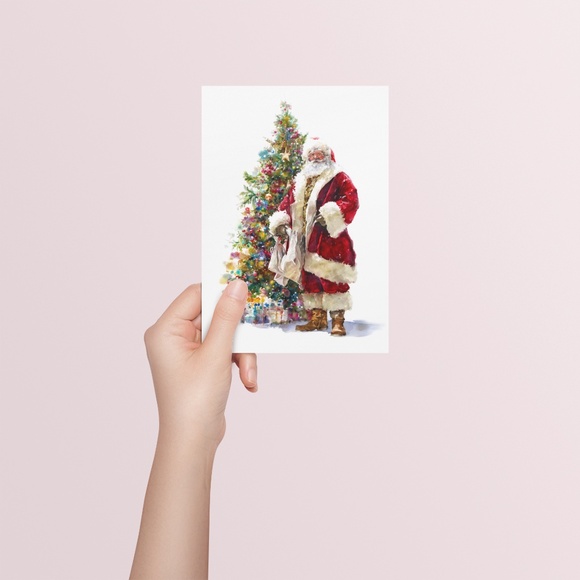 Watercolor Santa Claus Portrait Wall Art Print Poster, Unframed – Joyful Holiday - Picture 5 of 5